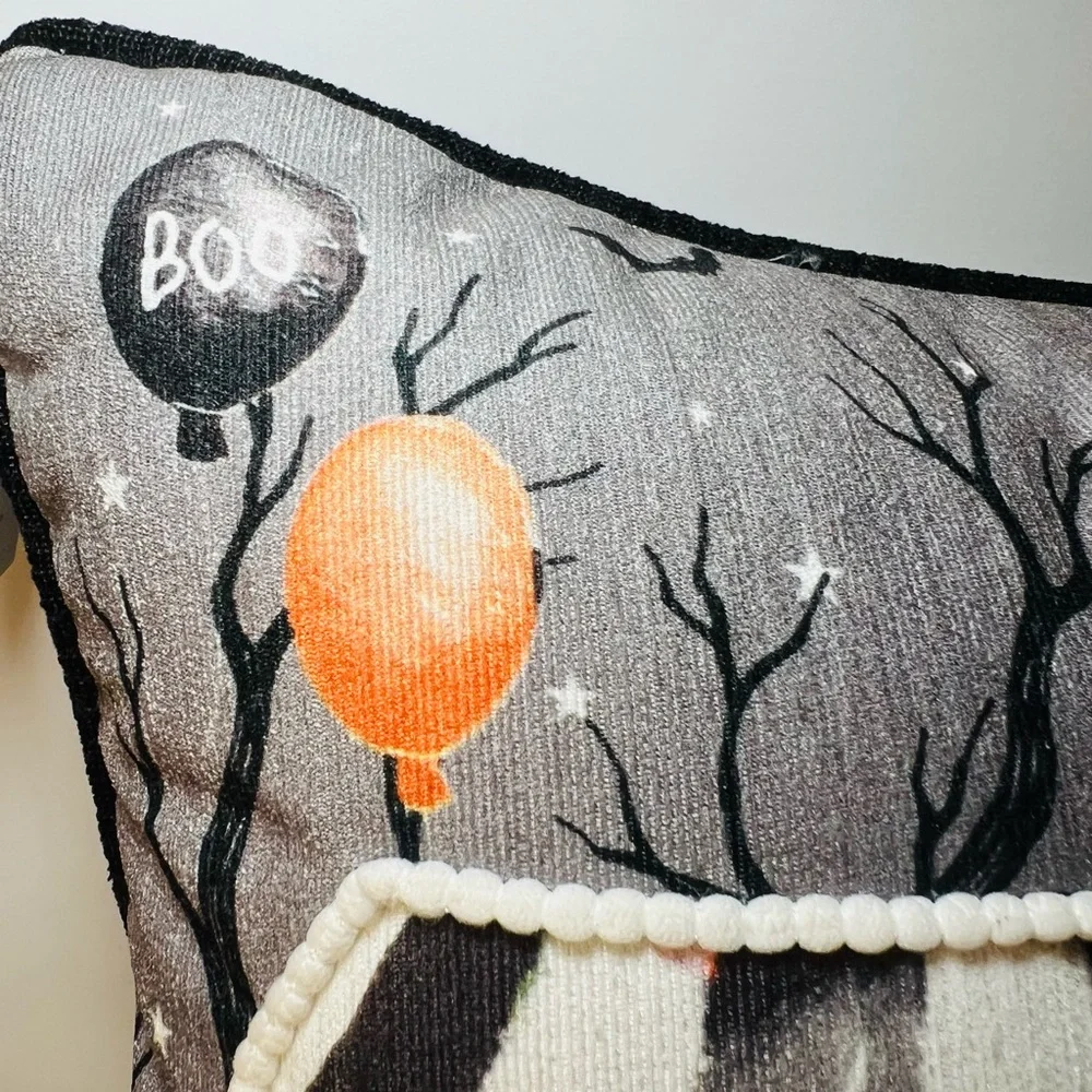 Halloween Sweet Shop Textured Throw Pillow Ghosts Candy Cake Pumpkins Party